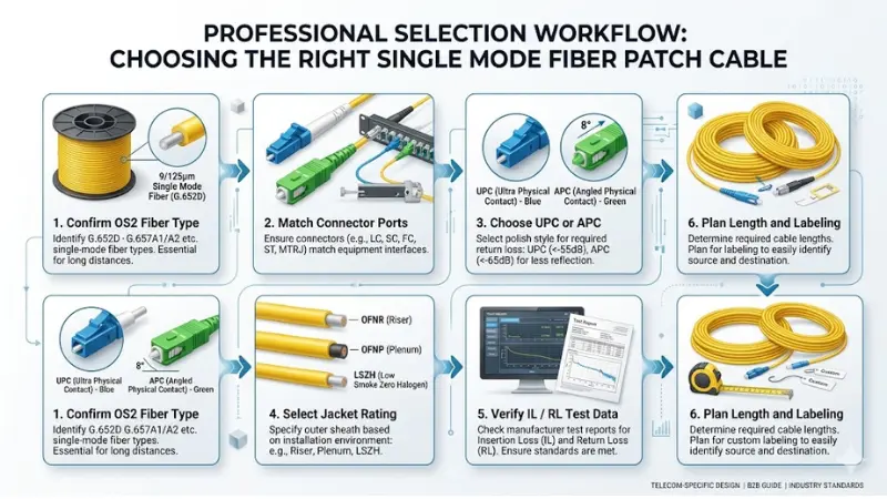 Step by step guide for choosing OS2 single mode fiber patch cable connector polish jacket and test data Step by step guide for choosing OS2 single mode fiber patch cable connector polish jacket and test data